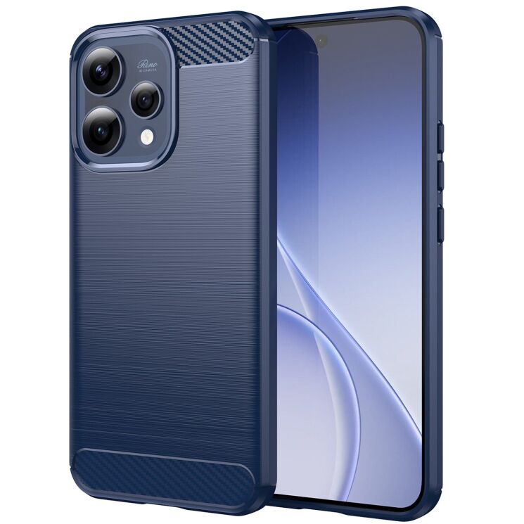 Силиконовый (TPU) чехол UniCase Carbon для OPPO Reno 15 - Blue: фото 1 из 8