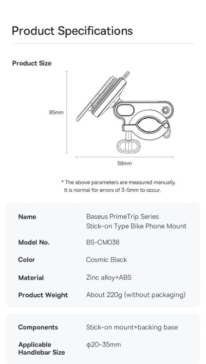 Велосипедный держатель Baseus PrimeTrip Series Stick-on Type (C40569001121-00) - Cosmic Black: фото 17 из 18