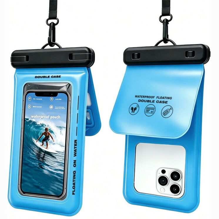Вологозахисний чохол Deexe Aqua Shield для смартфонів діагоналлю до 7.5 дюймів - Blue: фото 2 з 7