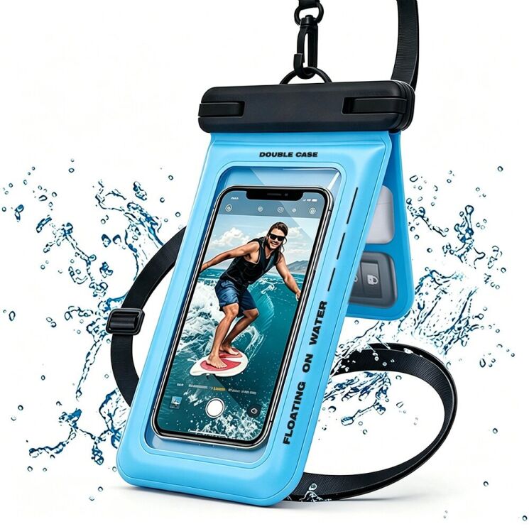 Вологозахисний чохол Deexe Aqua Shield для смартфонів діагоналлю до 7.5 дюймів - Blue: фото 1 з 7