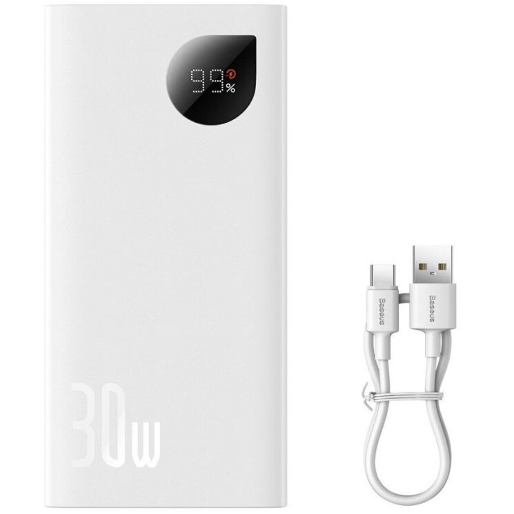 Зовнішній акумулятор Baseus Digital Display 30W (10000mAh) PPAD040 - White: фото 5 з 11