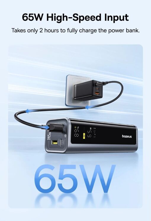 Внешний аккумулятор Baseus EnerGeek GP12 145W (20800mAh) + кабель Type-C to Type-C P10082109813-00 - Grey: фото 9 из 18