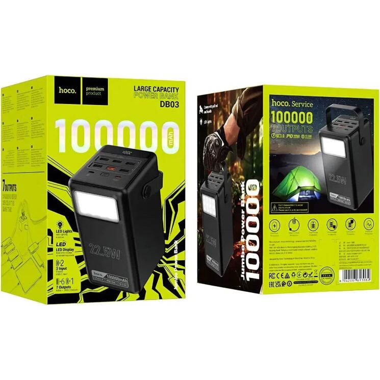 Внешний аккумулятор Hoco DB03 Endure 22.5W (100000mAh) - Black: фото 5 из 7