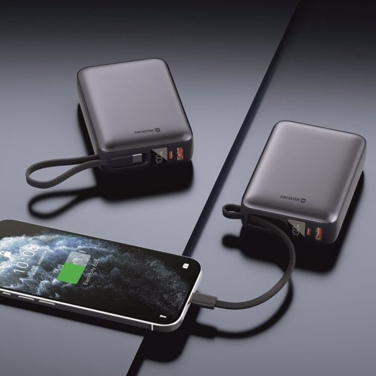 Внешний аккумулятор SWISSTEN Extra Small 45W (20000mAh) + кабель Type-C - Silver: фото 5 из 7