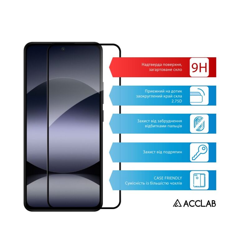 Захисне скло ACCLAB Full Glue для Xiaomi Redmi Note 14 4G - Black: фото 3 з 7
