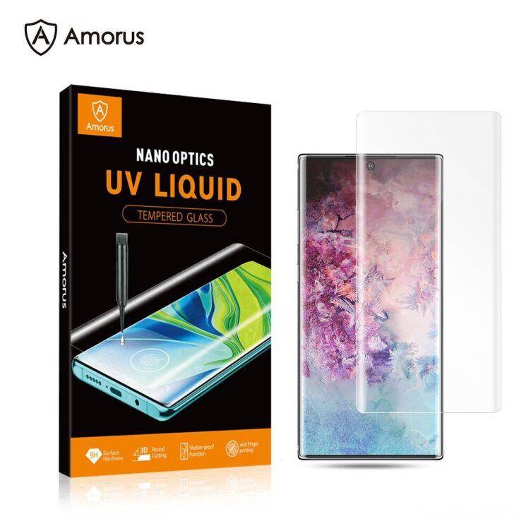 Захисне скло AMORUS 3D Curved UV для Samsung Galaxy Note 10 Plus (N975) (без лампи): фото 2 з 11