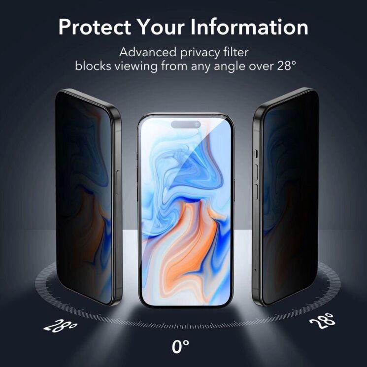 Защитное стекло ESR Privacy для Apple iPhone 15 - Black: фото 6 из 10