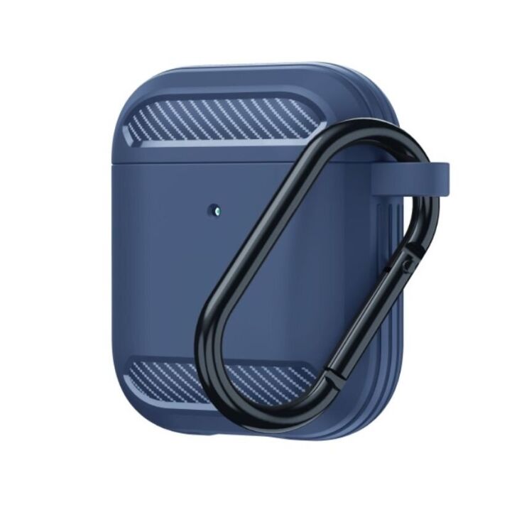 Защитный чехол Deexe Carbon Case для Apple AirPods 1 / 2 - Blue: фото 1 из 18