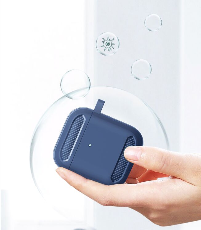 Защитный чехол Deexe Carbon Case для Apple AirPods 1 / 2 - Blue: фото 15 из 18