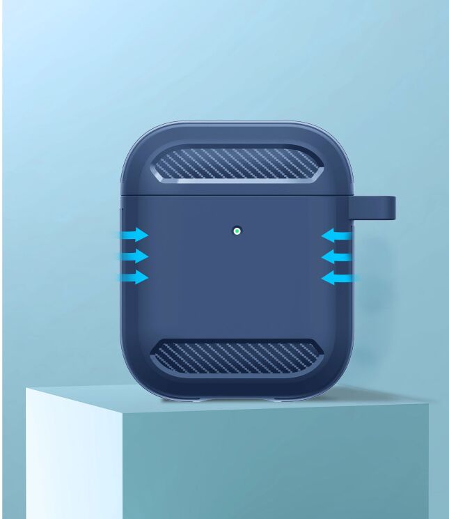 Защитный чехол Deexe Carbon Case для Apple AirPods 1 / 2 - Blue: фото 10 из 18
