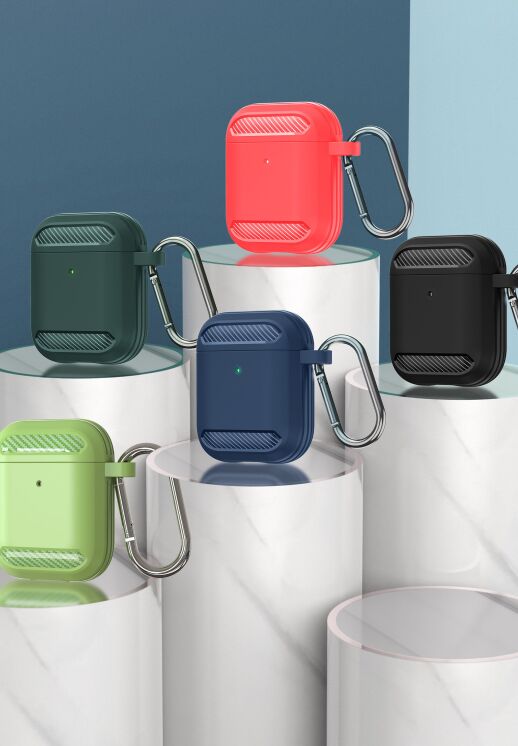 Защитный чехол Deexe Carbon Case для Apple AirPods 1 / 2 - Blue: фото 18 из 18