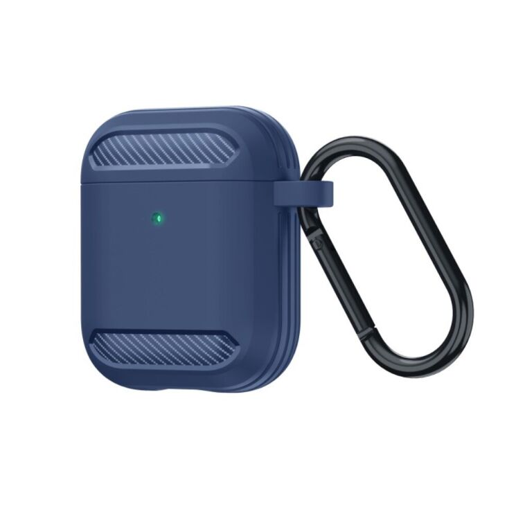Защитный чехол Deexe Carbon Case для Apple AirPods 1 / 2 - Blue: фото 5 из 18