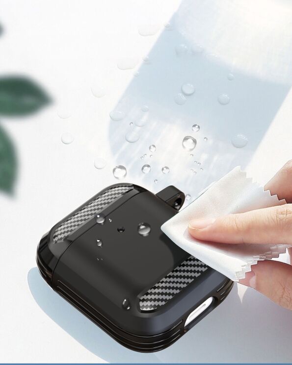 Защитный чехол Deexe Carbon Case для Apple AirPods 1 / 2 - Blue: фото 16 из 18