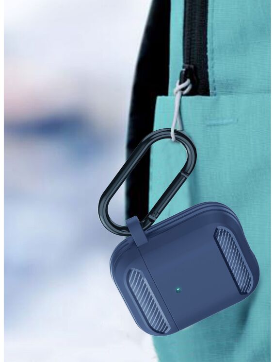 Защитный чехол Deexe Carbon Case для Apple AirPods 1 / 2 - Blue: фото 14 из 18