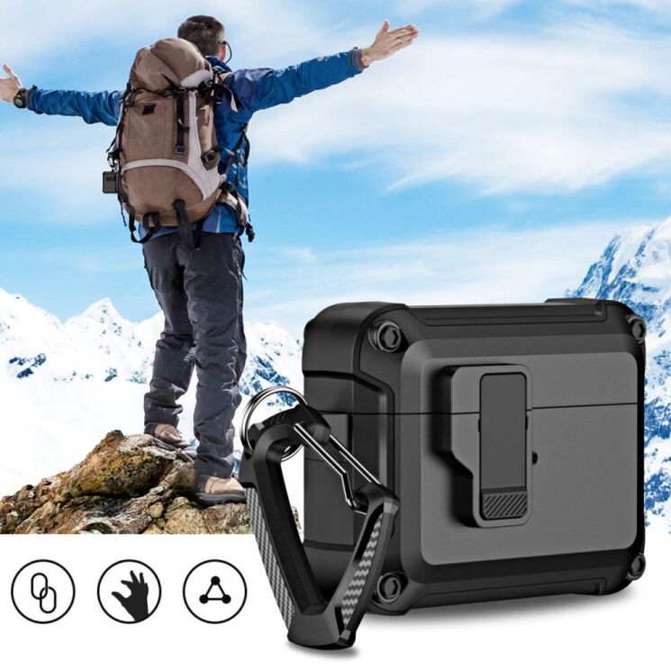 Защитный чехол Deexe Defender Armor для Apple AirPods Pro 2 - Black: фото 8 из 13