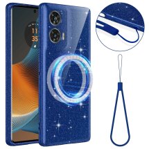 Захисний чохол Deexe Glitter Case with MagSafe для Motorola Edge 50 Fusion - Blue: фото 1 з 7
