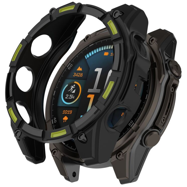 Захисний чохол Deexe Hollow Cover для Garmin Quatix 8 (51mm) - Black / Green: фото 1 з 7
