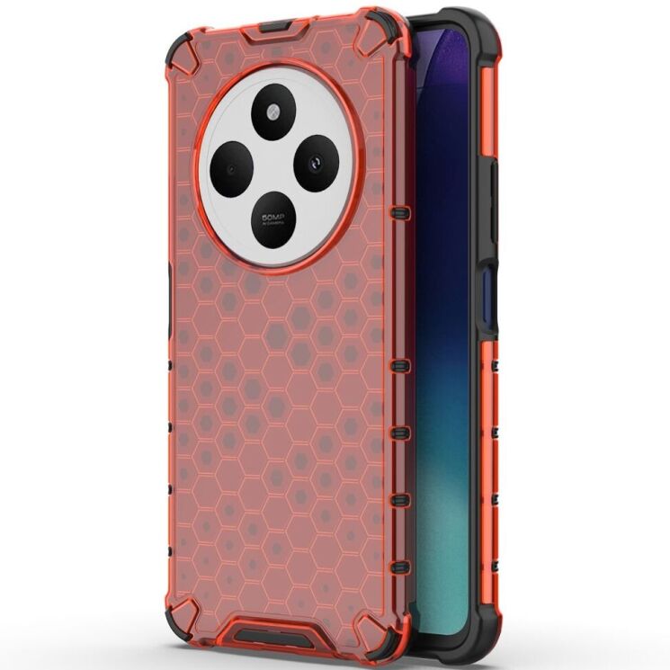 Защитный чехол Deexe Honeycomb Series для Xiaomi Redmi 14C / Redmi A4 5G / Poco C75 - Red: фото 1 из 5
