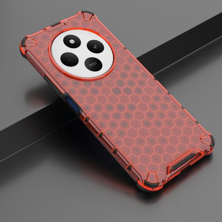 Защитный чехол Deexe Honeycomb Series для Xiaomi Redmi 14C / Redmi A4 5G / Poco C75 - Red: фото 2 из 5