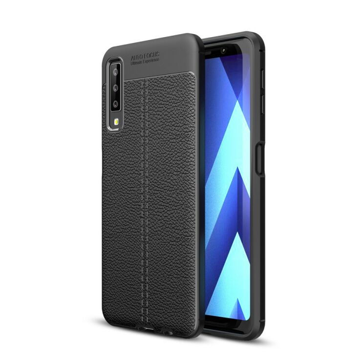 Защитный чехол Deexe Leather Cover для Samsung Galaxy A7 2018 (A750) - Black: фото 1 из 10
