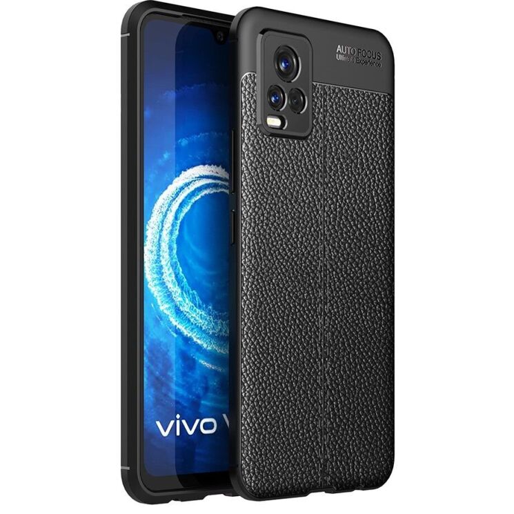 Захисний чохол Deexe Leather Cover для VIVO V20 - Black: фото 1 з 11