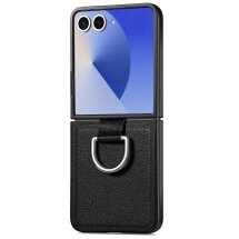 Захисний чохол Deexe Litchi Ring Case для Samsung Galaxy Flip 8 - Black: фото 1 з 11