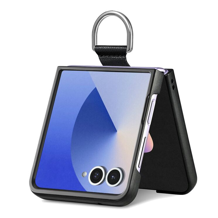 Захисний чохол Deexe Litchi Ring Case для Samsung Galaxy Flip 8 - Black: фото 5 з 11