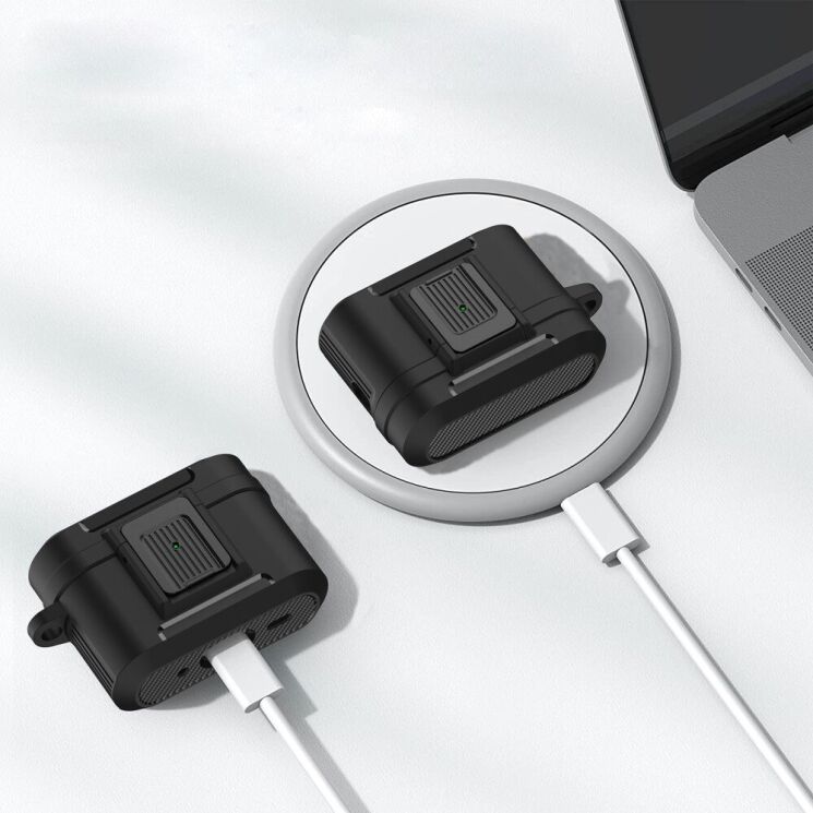 Защитный чехол Deexe Lock Design для Apple AirPods Pro 2 - Black: фото 5 из 10