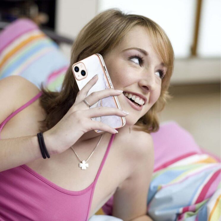 Защитный чехол Deexe Marble Style для Apple iPhone 15 Plus - White: фото 2 из 5