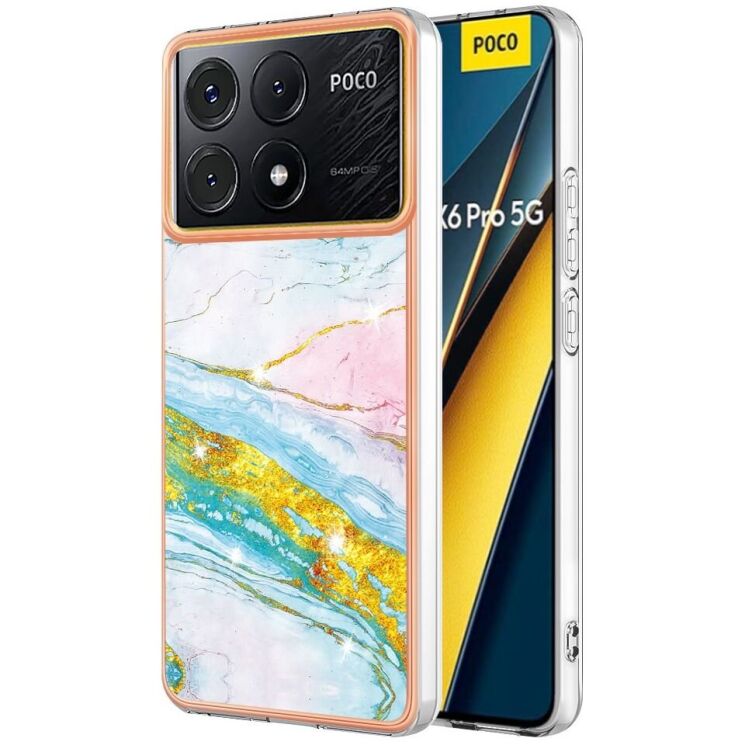 Защитный чехол Deexe Marble Style для Xiaomi Poco X6 Pro - Light Green: фото 1 из 6