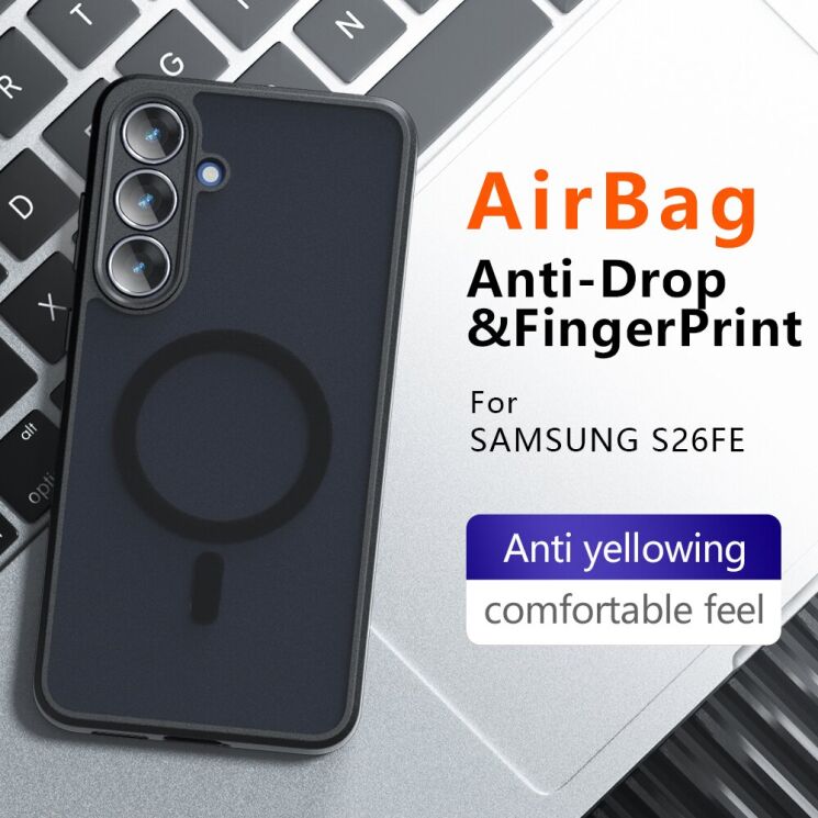 Защитный чехол Deexe Matte Skin with MagSafe для Samsung Galaxy S26 FE - Black: фото 3 из 12