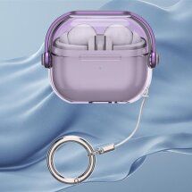 Защитный чехол Deexe Pure Stand для Samsung Galaxy Buds 3 / Buds 3 Pro - Transparent Purple: фото 1 из 5