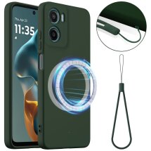 Захисний чохол Deexe Silicone Case with MagSafe для Motorola Moto G05 / Moto E15 - Dark Green: фото 1 з 8