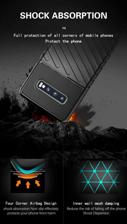 Защитный чехол Deexe Thunder Series для Samsung Galaxy S10 Plus (G975) - Black: фото 7 из 10