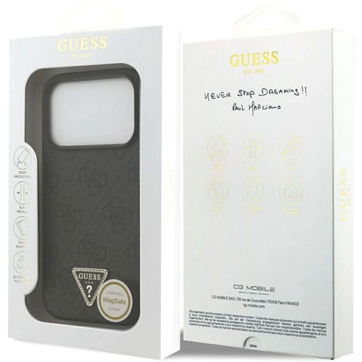 Захисний чохол Guess Leather 4G Triangle Strass MagSafe для iPhone 17 Pro (GUHMP17LP4TDPLK) - Black (403270B) Захисний чохол Guess Leather 4G Triangle Strass MagSafe для iPhone 17 Pro (GUHMP17LP4TDPLK) - Black: фото 8 з 9