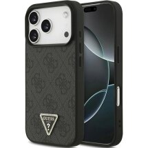 Захисний чохол Guess Leather 4G Triangle Strass MagSafe для iPhone 17 Pro (GUHMP17LP4TDPLK) - Black: фото 1 з 9