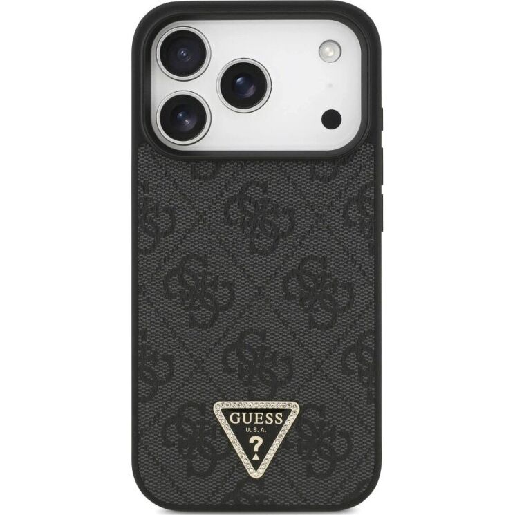 Захисний чохол Guess Leather 4G Triangle Strass MagSafe для iPhone 17 Pro (GUHMP17LP4TDPLK) - Black (403270B) Захисний чохол Guess Leather 4G Triangle Strass MagSafe для iPhone 17 Pro (GUHMP17LP4TDPLK) - Black: фото 2 з 9