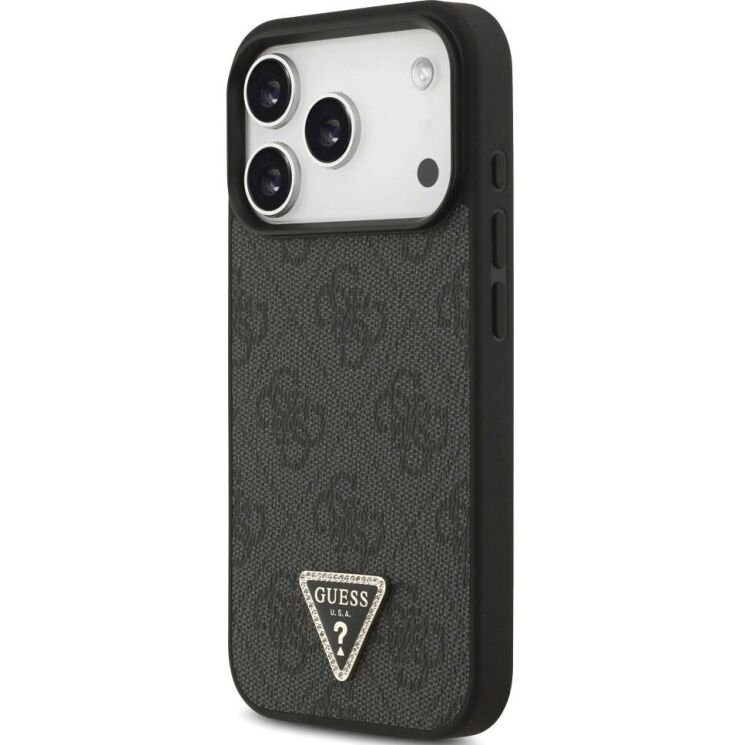 Захисний чохол Guess Leather 4G Triangle Strass MagSafe для iPhone 17 Pro (GUHMP17LP4TDPLK) - Black (403270B) Захисний чохол Guess Leather 4G Triangle Strass MagSafe для iPhone 17 Pro (GUHMP17LP4TDPLK) - Black: фото 3 з 9