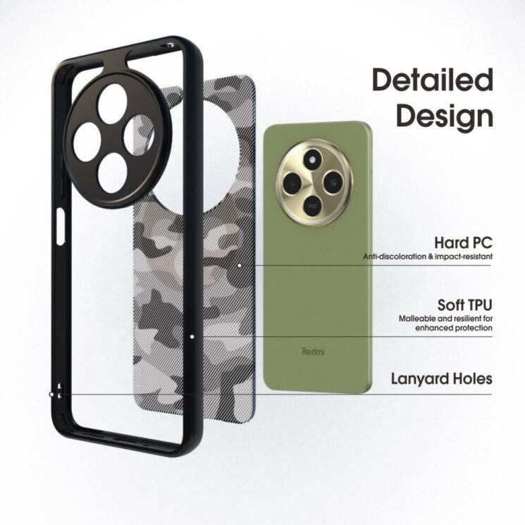 Защитный чехол IBMRS Military для Xiaomi Redmi 14C / Redmi A4 5G / Poco C75 - Grid Camouflage: фото 3 из 7
