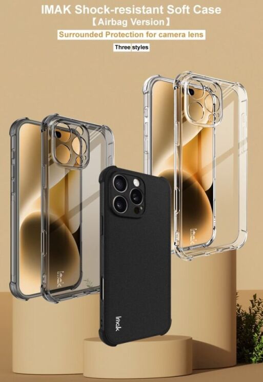 Защитный чехол IMAK Airbag MAX Case для Apple iPhone 16 Pro Max - Transparent: фото 7 из 11