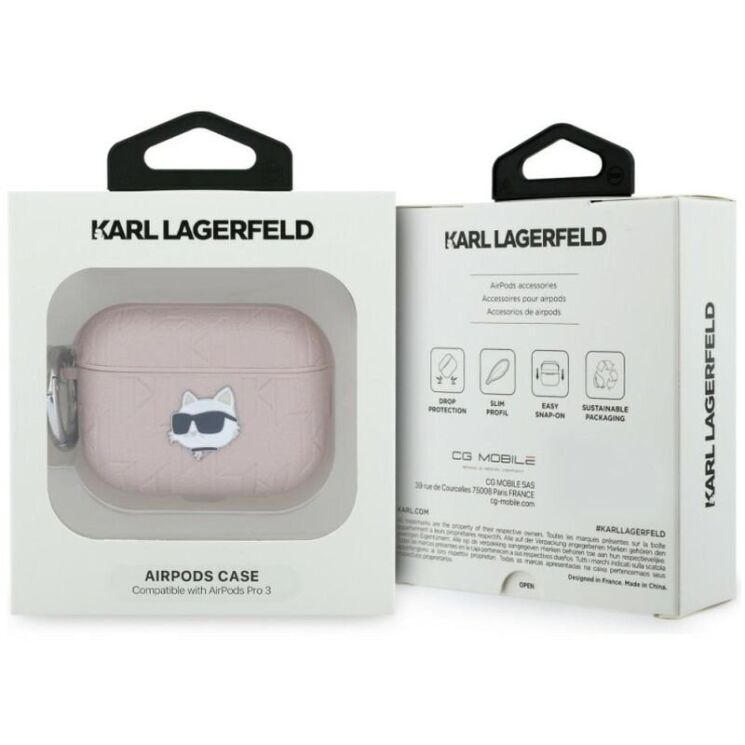 Захисний чохол Karl Lagerfeld Monogram Choupette Head для AirPods Pro 3 (KLAP3PGCHPP) - Pink: фото 4 з 4