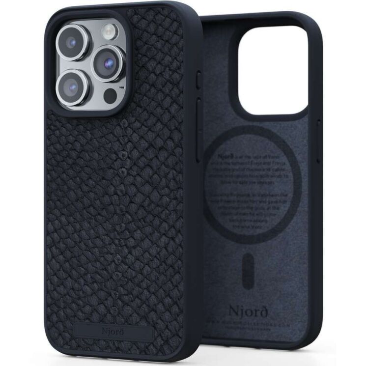 Защитный чехол Njord Salmon Leather MagSafe для Apple iPhone 15 Pro NA53SL00 - Black: фото 1 из 17