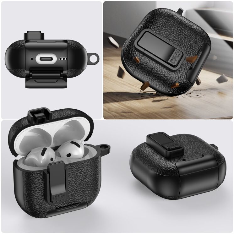 Захисний чохол Reframe Leather Texture для Apple AirPods 4 - Black: фото 5 з 6