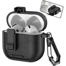 Захисний чохол Reframe Leather Texture для Apple AirPods 4 - Black: фото 1 з 6