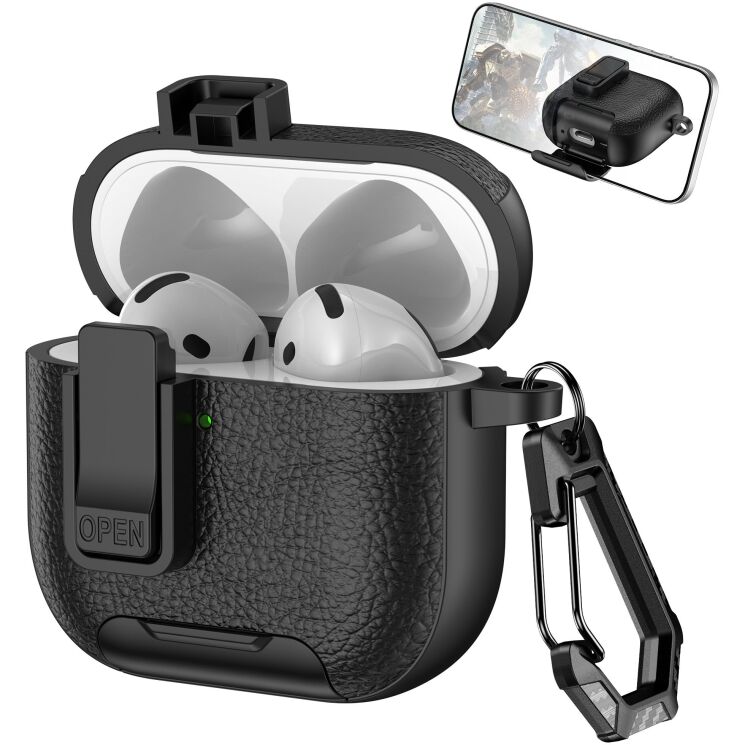 Захисний чохол Reframe Leather Texture для Apple AirPods 4 - Black: фото 1 з 6