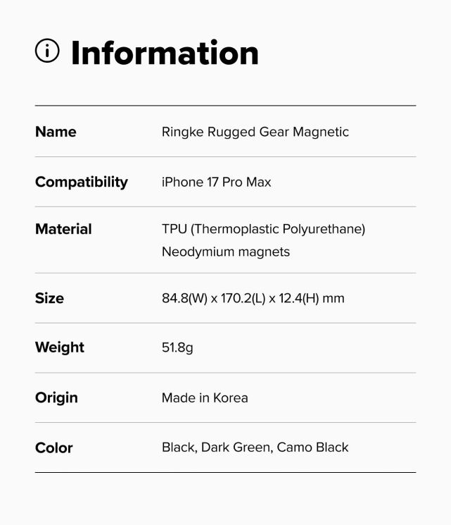 Защитный чехол Ringke Rugged Gear Magnetic для iPhone 17 Pro Max (8800328810648) - Camo Black: фото 14 из 14