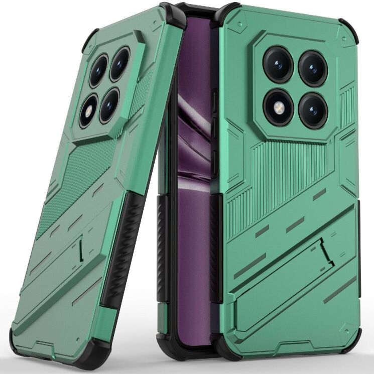 Защитный чехол с подставкой Deexe Bibercas для Xiaomi Redmi Note 15 Pro Plus / Poco M8 Pro 5G - Green: фото 1 из 5