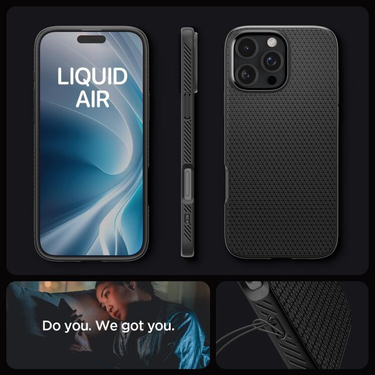 Защитный чехол Spigen (SGP) Liquid Air для Apple iPhone 16 Pro Max (ACS07988) - Matte Black: фото 17 из 17