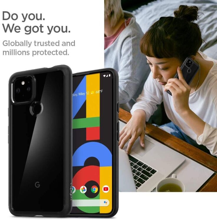Защитный чехол Spigen (SGP) Ultra Hybrid для Google Pixel 4a 5G - Matte Black: фото 10 из 14