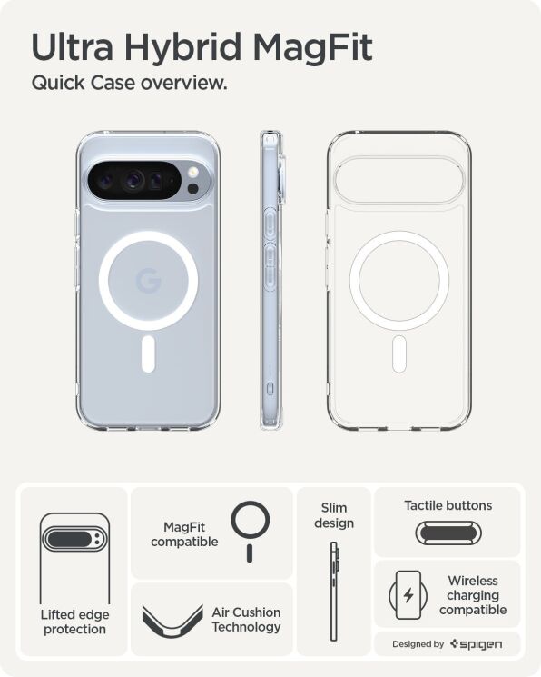 Захисний чохол Spigen (SGP) Ultra Hybrid (MagFit) для Google Pixel 10 Pro Pro XL (ACS09725) - Clear / White: фото 12 з 17